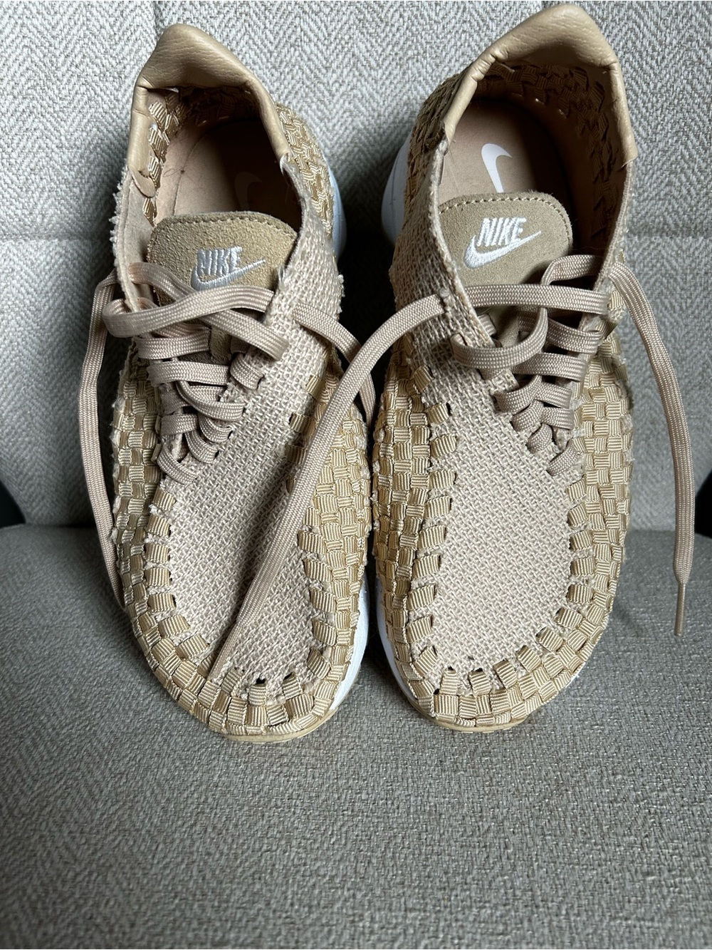 Nike Air Woven Lace up Sneakers in Beige